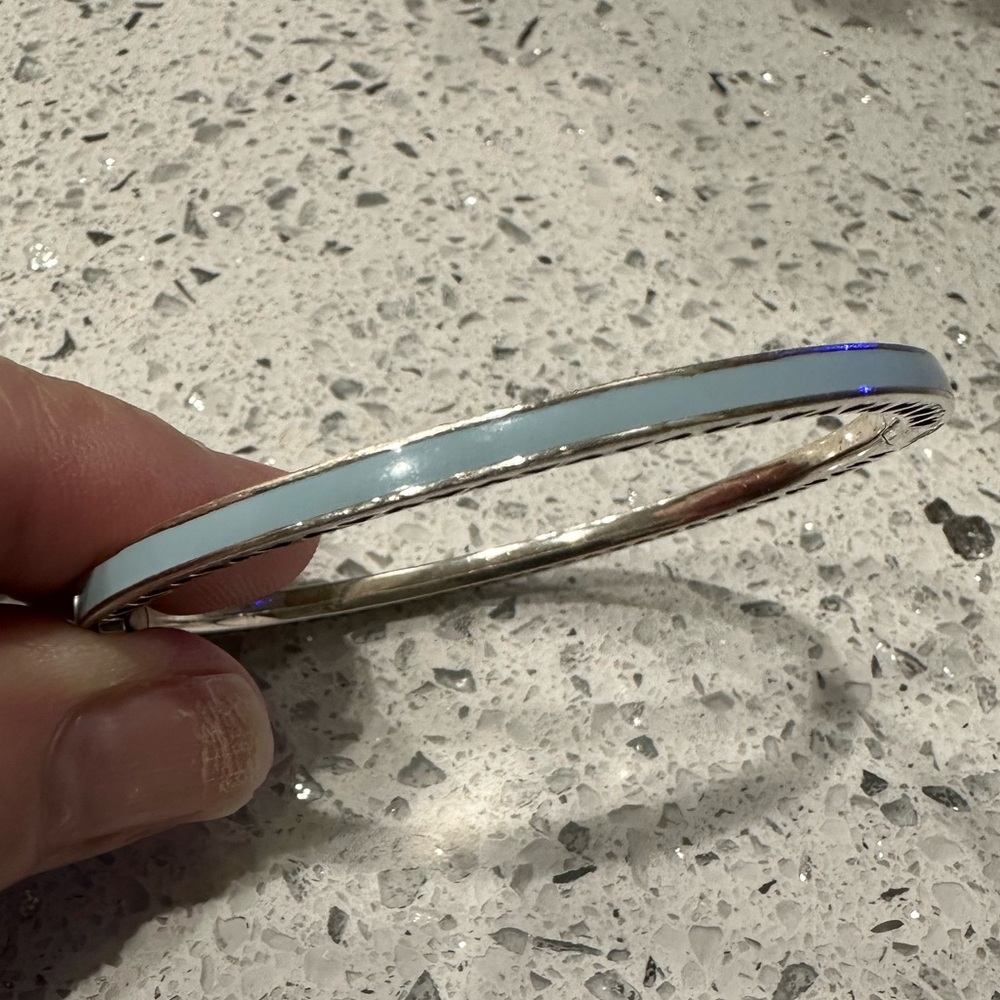 Genuine Pandora Enamel, Stone and Silver Bangle Bracelet